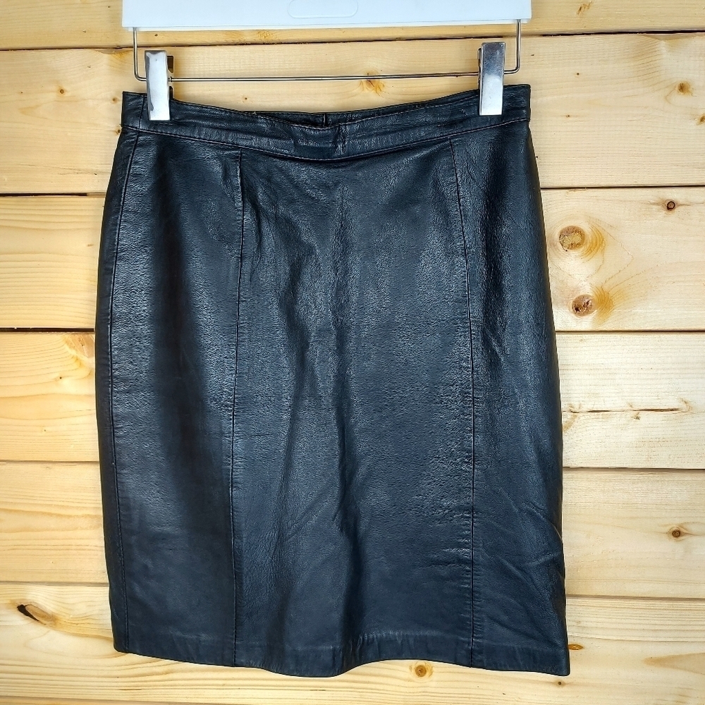 Genuine soft leather black skirt Size 11/12
